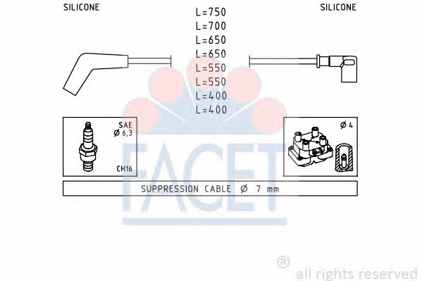 Facet 4.7107 Ignition cable kit 47107