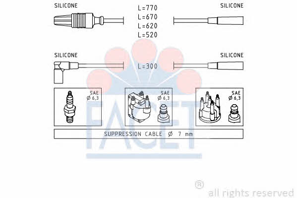 Facet 4.8780 Ignition cable kit 48780