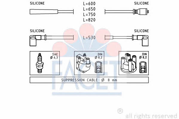 Facet 4.9078 Ignition cable kit 49078