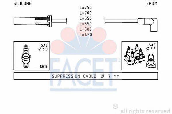 Facet 4.9343 Ignition cable kit 49343