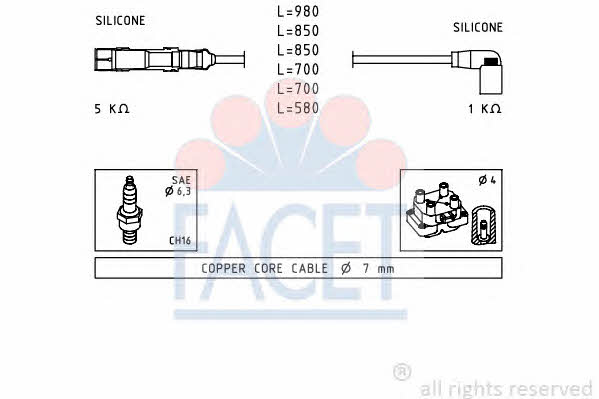 Facet 4.9590 Ignition cable kit 49590