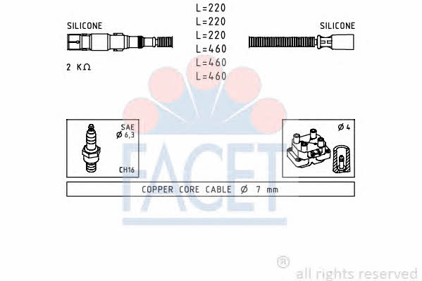 Facet 4.9643 Ignition cable kit 49643