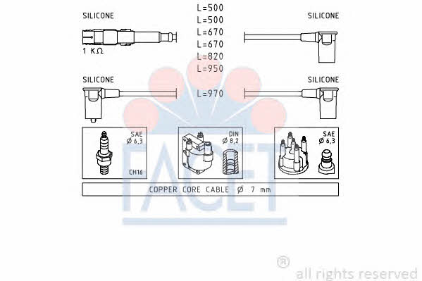 Facet 4.9657 Ignition cable kit 49657