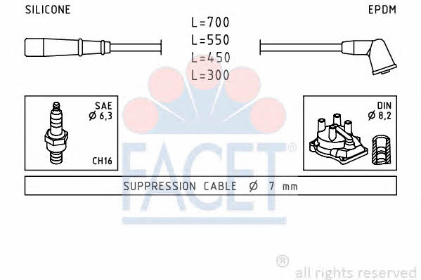 Facet 4.9789 Ignition cable kit 49789