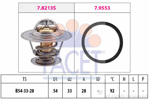 Facet 7.8213 Thermostat, coolant 78213