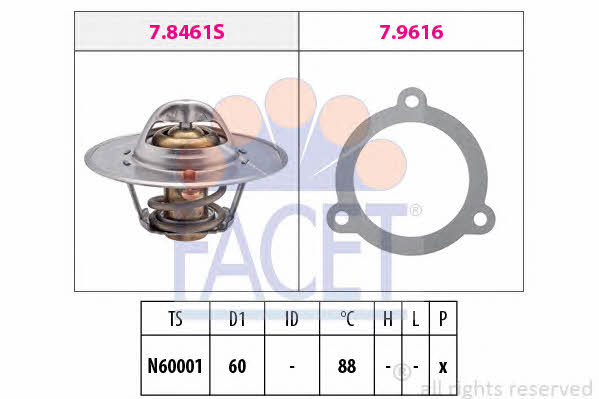 Facet 7.8461 Thermostat, coolant 78461