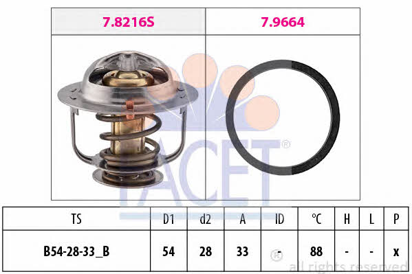 Facet 7.8658 Thermostat, coolant 78658