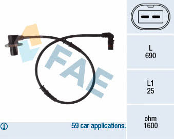 FAE 78074 Sensor ABS 78074