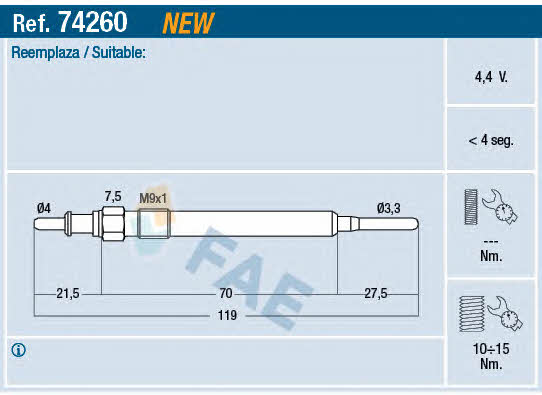 FAE 74260 Glow plug 74260