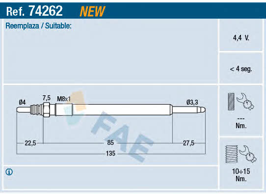 FAE 74262 Glow plug 74262
