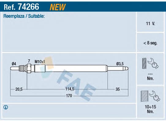 FAE 74266 Glow plug 74266