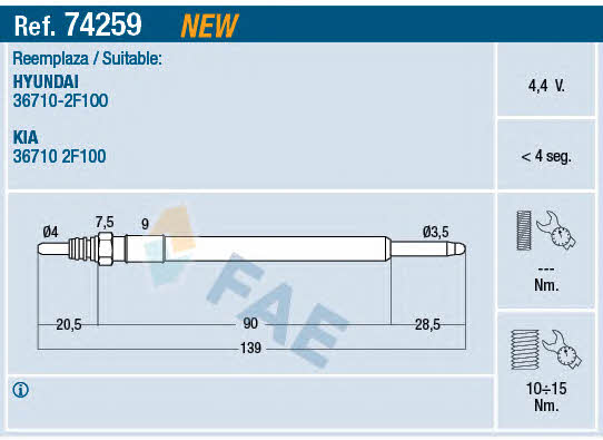 FAE 74259 Glow plug 74259
