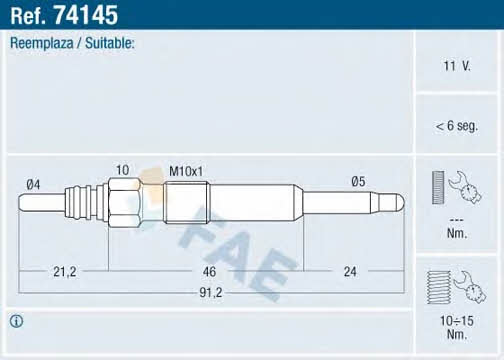 FAE 74145 Glow plug 74145