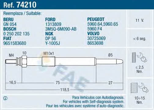 FAE 74210 Glow plug 74210
