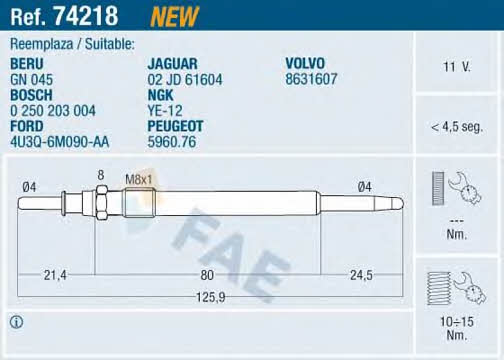 FAE 74218 Glow plug 74218