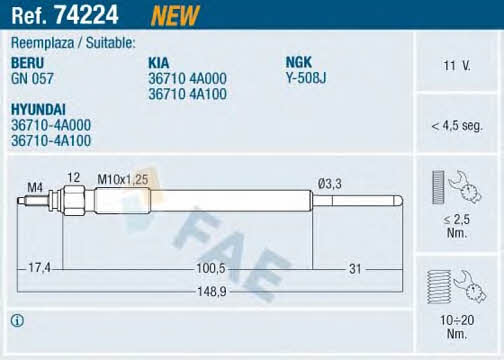 FAE 74224 Glow plug 74224
