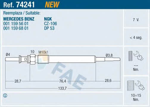 FAE 74241 Glow plug 74241