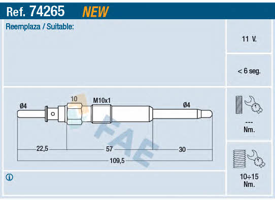FAE 74265 Glow plug 74265