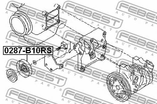 V-ribbed belt tensioner (drive) roller Febest 0287-B10RS