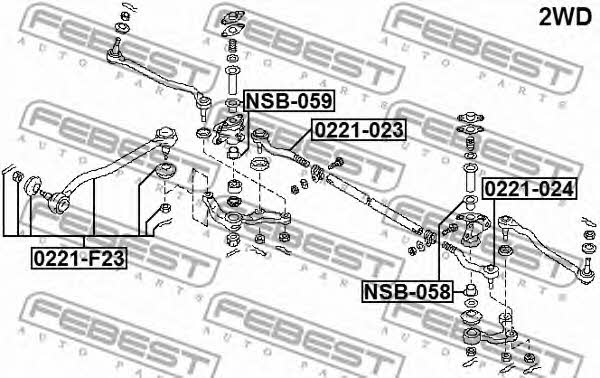 Left tie rod end Febest 0221-024