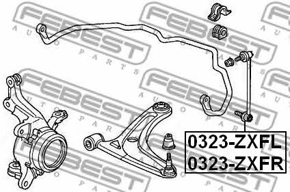 Front stabilizer bar, right Febest 0323-ZXFR