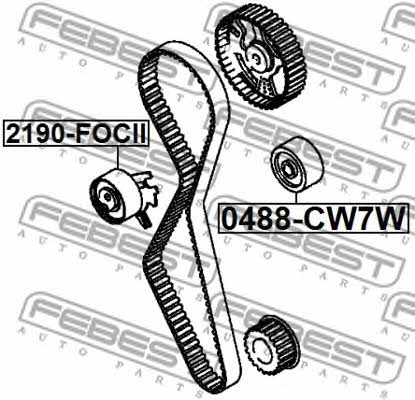 Tensioner pulley, timing belt Febest 0488-CW7W