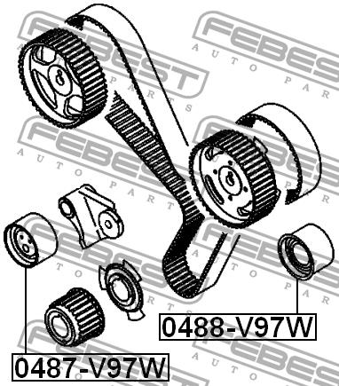 Tensioner pulley, timing belt Febest 0488-V97W