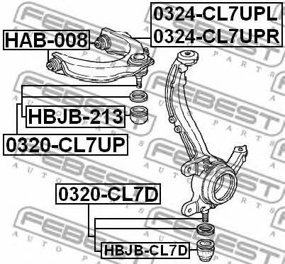 Silent block front upper arm Febest HAB-008