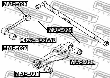 Traction rear longitudinal Febest 0425-PD8WR