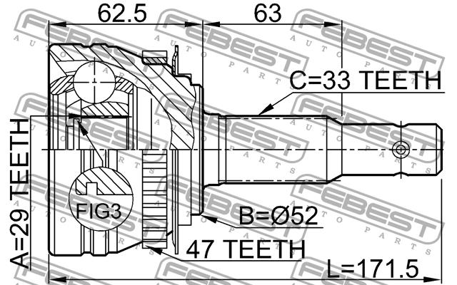 Febest CV joint – price [object Object] PLN