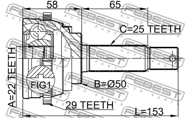 CV joint Febest 1210-001A29