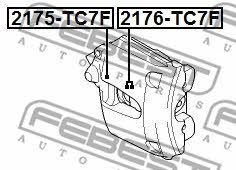 Front brake caliper piston Febest 2176-TC7F