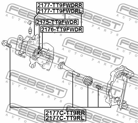 Rear brake caliper piston Febest 2176-TT9FWDR