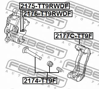 Front brake caliper piston Febest 2176-TT9RWDF