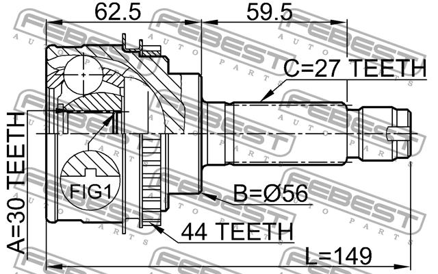 CV joint Febest 0810-026A44
