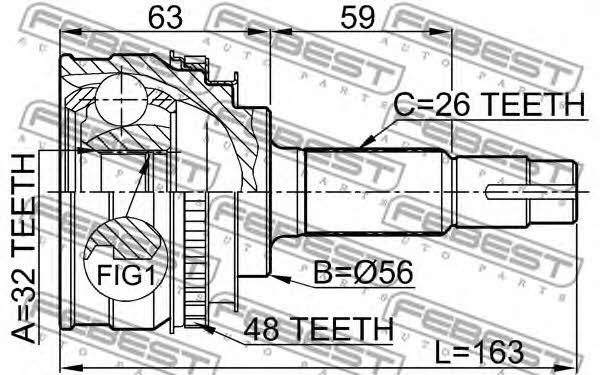 CV joint Febest 0110-027A48