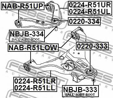 Suspension arm front upper right Febest 0224-R51UR