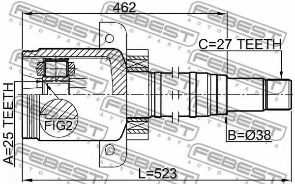 CV joint Febest 1611-169CVTRH