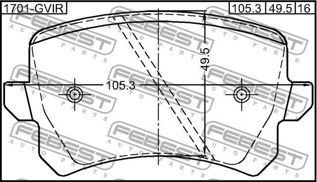 Febest 1701-GVIR Brake Pad Set, disc brake 1701GVIR