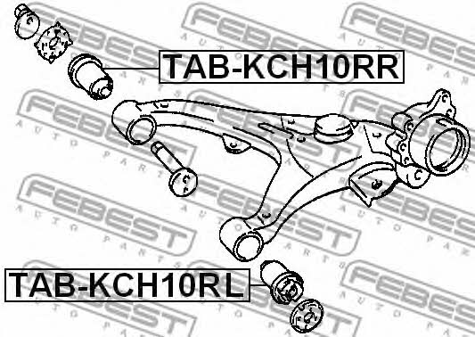Silent block, rear lower arm Febest TAB-KCH10RR