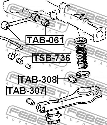 Febest Front lower arm bush, front – price