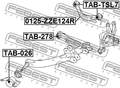 Silent block rear lower arm rear Febest TAB-278