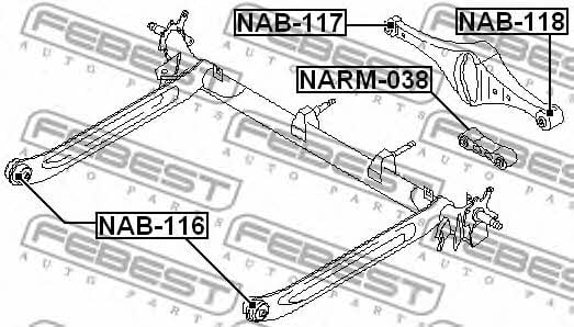 Silentblock rear beam Febest NAB-116