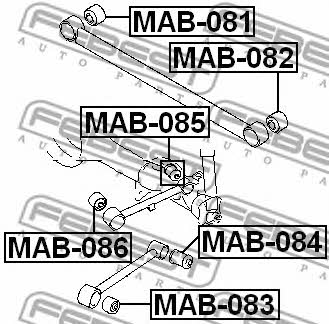 Febest Silent block, rear axle – price [object Object] PLN