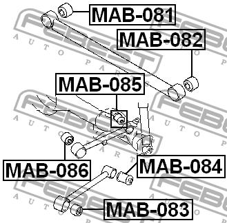 Silent block, rear axle Febest MAB-085