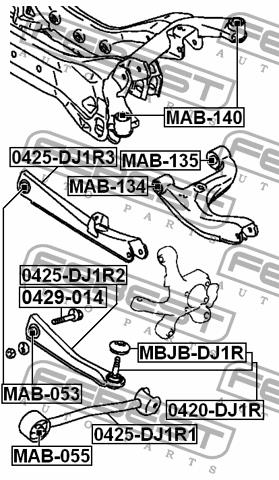 Febest Silent block rear cross link – price [object Object] PLN