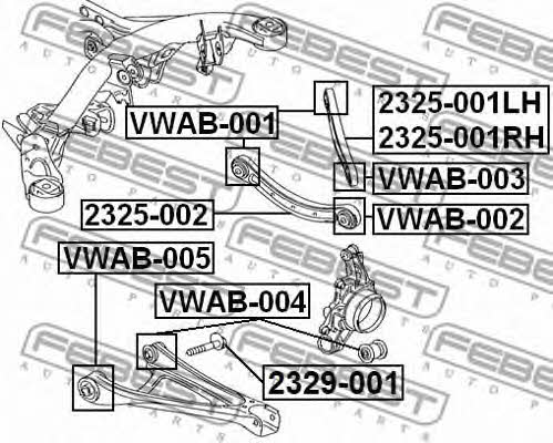 Silent block, rear lower arm Febest VWAB-005