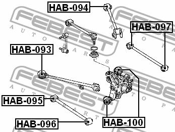 Silent block, rear axle Febest HAB-093