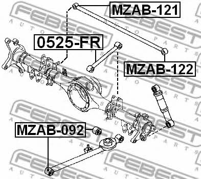 Silent block, rear axle Febest MZAB-092