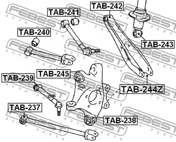 Silent block, rear axle Febest TAB-237